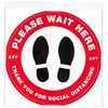 Avery&reg; Social Distance PLEASE WAIT HERE Floor Decal - 5 - PLEASE WAIT HERE Print/Message - Round Shape - Pre-printed, Tear Resistant, Wear Resista