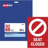 Avery&reg; Surface Safe SEAT CLOSED Chair Decals - 10 / Pack - Seat Closed Print/Message - 4" Width x 6" Height - Rectangular Shape - Water Resistant,