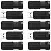 Microban 64GB PinStripe USB Flash Drive - Business 10pk - Black - 64 GB - USB 2.0 Type A - Black - 10 / Pack