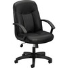 HON High-Back Executive Chair | Center-Tilt | Fixed Arms | Black SofThread Leather - Black Leather Seat - Black Leather Back - Black Frame - High Back