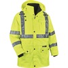 GloWear 4-in-1 High Visibility Jacket - 3-Xtra Large Size - 54" Chest - Zipper Closure - Polyurethane, Polyurethane - Lime - Weather Proof, Chest Pock