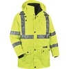 GloWear 4-in-1 High Visibility Jacket - 4-Xtra Large Size - 58" Chest - Zipper Closure - Polyurethane, Polyurethane - Lime - Weather Proof, Chest Pock
