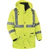 GloWear 4-in-1 High Visibility Jacket - 5-Xtra Large Size - 62" Chest - Zipper Closure - Polyurethane, Polyurethane - Lime - Weather Proof, Chest Pock