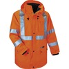 GloWear 4-in-1 High Visibility Jacket - Large Size - 42" Chest - Zipper Closure - Polyurethane, Polyurethane - Orange - Weather Proof, Chest Pocket, M