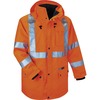 GloWear 4-in-1 High Visibility Jacket - X-Large Size - 50" Chest - Zipper Closure - Polyurethane, Polyurethane - Orange - Weather Proof, Chest Pocket,