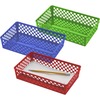 Officemate Achieva&reg; Large Supply Basket, Assorted Colors, 3/PK - 2.4" Height x 10.6" Width x 6.1" Depth - Compact, Stackable, Storage Space, Sturd