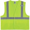 GloWear 8220HL Type R Class 2 Standard Mesh Vest - Small/Medium Size - Hook & Loop Closure - Mesh Fabric, Polyester Mesh - Lime - Pocket, Mic Tab, Ref