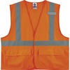 GloWear 8225HL Type R Class 2 Standard Solid Vest - 2-Xtra Large/3-Xtra Large Size - Hook & Loop Closure - Fabric, Polyester - Orange - Pocket, Mic Ta