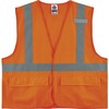 GloWear 8225HL Type R Class 2 Standard Solid Vest - 4-Xtra Large/5-Xtra Large Size - Hook & Loop Closure - Fabric, Polyester - Orange - Pocket, Mic Ta