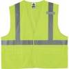 GloWear 8225HL Type R Class 2 Standard Solid Vest - Small/Medium Size - Hook & Loop Closure - Fabric, Polyester - Lime - Pocket, Mic Tab, Reflective -