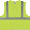 GloWear 8225Z Type R Class 2 Standard Solid Vest - Large/Extra Large Size - Zipper Closure - Fabric, Polyester - Lime - Pocket, Mic Tab, Reflective - 