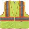 GloWear 8230Z Type R Class 2 Two-Tone Vest - Large/Extra Large Size - Zipper Closure - Mesh Fabric, Polyester Mesh - Lime - Pocket, Mic Tab, Reflectiv