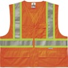 GloWear 8235ZX Type R Class 2 Two-Tone X-Back Vest - Large/Extra Large Size - Zipper Closure - Polyester - Orange - Pocket, D-ring, Reflective - 1 Eac