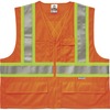 GloWear 8235ZX Type R Class 2 Two-Tone X-Back Vest - 2-Xtra Large/3-Xtra Large Size - Zipper Closure - Polyester - Orange - Pocket, D-ring, Reflective