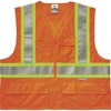GloWear 8235ZX Type R Class 2 Two-Tone X-Back Vest - 4-Xtra Large/5-Xtra Large Size - Zipper Closure - Polyester - Orange - Pocket, D-ring, Reflective