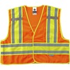 GloWear 8245PSV Type P Class 2 Public Safety Vest - Large/Extra Large Size - Hook & Loop Closure - Poly, Poly - Orange - Reflective, Pocket, Mic Tab, 