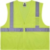 GloWear 8256Z Treated Polyester Hi-Vis Class 2 Vest - Recommended for: Accessories - 4-Xtra Large/5-Xtra Large Size - Zipper Closure - Lime - Machine 