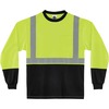 GloWear 8281BK Type R Class 2 Front Long Sleeve T-Shirt - Medium Size - Polyester - Lime, Black