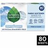 Seventh Generation Free & Clear Fabric Softener Sheets - 9" Length x 6.40" Width - 80 / Box - Bio-based, Hypoallergenic, Fragrance-free, Unscented, Dy