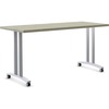Special-T Structure Series T-Leg Table Base - Powder Coated T-shaped, Metallic Silver Base - 2 Legs - 112 lb Capacity - Assembly Required - 1 / Set