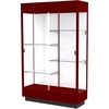 Waddell 4' Lighted Floor Case - 48" x 18" x 76" - Sliding Door(s) - Lockable, Leveler, Durable, Adjustable Shelf, Mirrored Back - Cordovan - Wooden - 