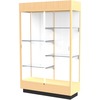 Waddell 4' Lighted Floor Case - 48" x 18" x 76" - Sliding Door(s) - Lockable, Leveler, Durable, Adjustable Shelf, Mirrored Back - Natural Maple - Wood
