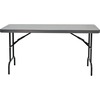 Iceberg IndestrucTable Commercial Folding Table - Charcoal Rectangle Top - Powder Coated Gray Round Leg Base - Contemporary Style - 1000 lb Capacity -