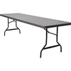 Iceberg IndestrucTable Commercial Folding Table - Charcoal Rectangle Top - Powder Coated Gray Round Leg Base - Contemporary Style - 1000 lb Capacity -