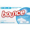 Bounce Free & Gentle Dryer Sheets - 9" Length x 6.04" Width - 240 / Box - Dye-free, Scent-free, Wrinkle-free, Hypoallergenic, Soft - White