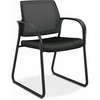 HON Ignition Chair - Black Vinyl Seat - Black Mesh Back - Black Steel Frame - Sled Base - Black - Armrest