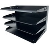 Huron Horizontal Slots Desk Organizer - 4 Compartment(s) - Horizontal - 15" Height x 9.3" Width x 8.6" Depth - Durable - Black - Steel - 1 Each