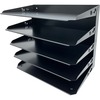 Huron Horizontal Slots Desk Organizer - 5 Compartment(s) - Horizontal - 15" Height x 15" Width x 8.8" Depth - Durable, Label Holder - Black - Steel - 