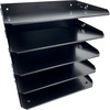 Huron Horizontal Slots Desk Organizer - 5 Compartment(s) - Horizontal - 12" Height x 8.8" Width x 12" Depth - Durable - Black - Steel - 1 Each