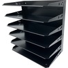 Huron Horizontal Slots Desk Organizer - 6 Compartment(s) - Horizontal - 15" Height x 15" Width x 8.7" Depth - Durable, Label Holder - Black - Steel - 