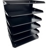 Huron Horizontal Slots Desk Organizer - 6 Compartment(s) - Horizontal - 15" Height x 8.8" Width x 12" Depth - Durable, Label Holder - Black - Steel - 