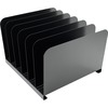 Huron Vertical Desk Organizer - 6 Compartment(s) - Vertical - 8" Height x 11" Width x 12" Depth - Durable - Black - Steel - 1 Each