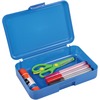 Deflecto Antimicrobial Pencil Box Blue - External Dimensions: 5.4" Width x 8" Depth x 2" Height - Snap Closure - Plastic - Blue - For Pencil, Marker, 