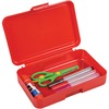 Deflecto Antimicrobial Pencil Box Red - External Dimensions: 5.4" Width x 8" Depth x 2" Height - Snap Closure - Plastic - Red - For Pencil, Marker, Su