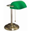 Victory Light Banker's Brass Desk Lamp - 12.5" Height - 10 W LED Bulb - Hanging Chain, Durable - Metal - Desk Mountable - Brass, Green - for Desk, Ban