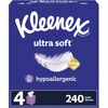 Kleenex Ultra Soft Tissues - 3 Ply - White - 60 Per Box - 4 / Pack