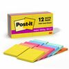 Post-it&reg; Super Sticky Note Pads - Summer Joy Color Collection - 3" x 3" - Square - 90 Sheets per Pad - Citron, Papaya Fizz, Power Pink, Washed Den