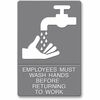 Headline Signs Employees Wash Hands Sign - 1 Each - EMPLOYEES MUST WASH HANDS BEFORE RETURNING TO WORK Print/Message - 6" Width9" Depth - Adhesive Bac