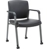 Lorell Healthcare Upholstery Guest Chair with Casters - Vinyl Seat - Vinyl Back - Steel Frame - Square Base - Black - Armrest - 1 Each