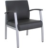 Lorell Mid-Back Healthcare Guest Chair - Vinyl Seat - Vinyl Back - Powder Coated Silver Steel Frame - Mid Back - Four-legged Base - Black - Armrest - 