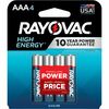 Rayovac High Energy Alkaline AAA Batteries - For Flashlight, Remote Control, Mouse - AAA - 4 / Pack