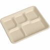 BluTable 8"x10" 5-Compartment Lunch Trays - Food - Natural - Molded Fiber, Sugarcane Fiber Body - 500 / Carton