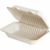 BluTable 27 oz Portable Clamshell Containers - Food - Natural - Molded Fiber, Sugarcane Fiber Body - 250 / Carton