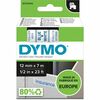 Dymo D1 Electronic Tape Cartridge - 1/2" Width x 23 ft Length - Blue, White - 1 Each - Easy Peel, Durable
