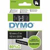 Dymo S0720610 D1 45021 Tape 12mm x 7m White on Black - 15/32" Width x 22 31/32 ft Length - White on Black - 1 Each - Easy Peel, Durable