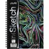 Pacon Fashion Sketch Book - 75 Pages - Spiral - 120 g/m&#178; Grammage - 9" x 6" - Neon Neon Squiggles Cover - Acid-free, Perforated, Durable